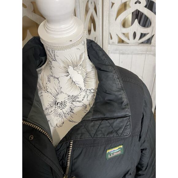 LL Bean Goose Down Jacket Puffer Coat Women’s Size XL Full Zip Black Long - Picture 3 of 10
